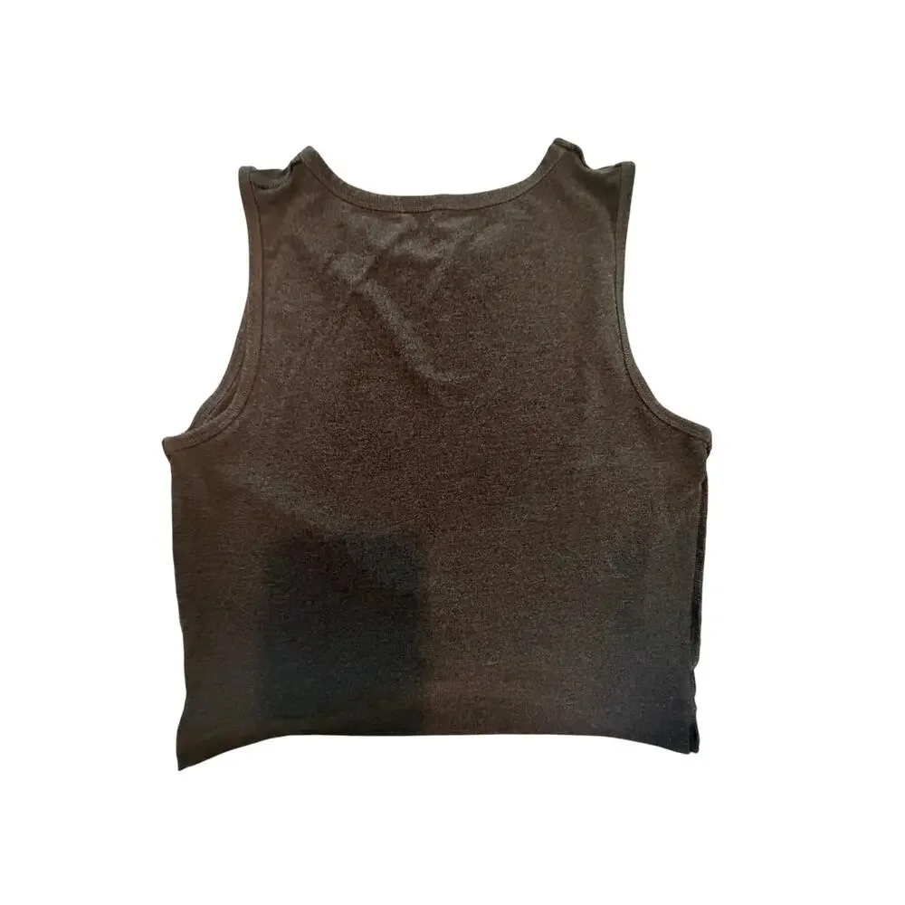 Alo Sleeveless Shirt/Tank Top Grey Size Small Twist Front